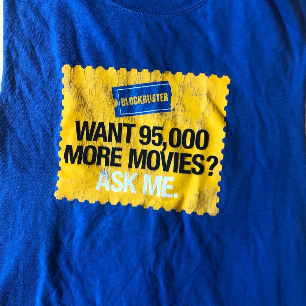 Vintage Blockbuster staff movies blue muscle tank - Picture 2 of 5